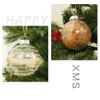 Nouvelles fournitures de jouets de noël 6 pièces 7.5cm lin or Transparent PET boule de noël arbre de noël pendentif suspendu pour la maison décor de noël nouvel an 2023 cadeau de noël