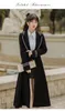 Women's Trench Coats Autumn Winter Womens In French Design Long-sleeve Coat Slim Waist Jacket Mid-length Romantic Lady Black Tops