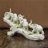 Decorative Objects Figurines Porcelain Family Handmade Ceramics Wild Animal Statue Craft Ornament for Room Decoration and Art Collection 231218