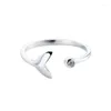 Klusterringar sjöjungfru tårar ring S925 Sterling Silver Whale Dolphin Tail Ins