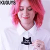 KUGUYS Trendy Schmuck Brief Crazy Cat Lady Halskette für Frauen Mode Acryl Schwarz Kätzchen Große Anhänger Halskette Pullover Chain233o