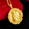 Circle Buddha Pendant Necklace Chain 18k Yellow Gold Filled Buddhist Beliefs Womens Mens Jewelry Gift214h