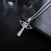 Hänghalsband fin 925 Sterling Silver Angel Noble Crystal Cross Pendants Necklace For Women Luxury Party Wedding Jewelry Christmas GiftsL231218