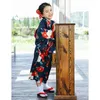 Vêtements ethniques 2023 Robe de kimono vintage pour enfants National Flower Print Yukata Robe traditionnelle Japonaise Pographie de fille