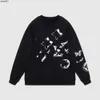 Erkek Hoodies Sweatshirts Tasarımcı Kazak Pamuklu Takım Yuvarlak Boyun ve Renk Siyah/Beyaz