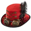 Berretti Steampunk Cappello Viaggiatore Halloween Party Cappelli a cilindro per uomo con occhiali Accessori Drop