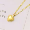 22K FINE GUL GULD FINAND italiensk Figaro Link Chain Necklace Heart Pendant2775