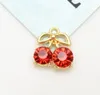 Charms 1.5*1.7CM Gold Alloy 3 Color Rhinestone Fruits Cherry Dangle Charms Pendant For DIY Bracelet Necklace Jewellery Making 100PCS 231218