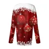 T-shirt de sport de noël pour femmes, chemise longue en Imitation coton, mode décontractée, motif imprimé flocon de neige, pull à manches col rond