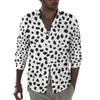 Chemises décontractées pour hommes Chemise imprimée dalmatien Bleu et blanc Manches longues Graphique Street Style Blouses Automne Cool Tops surdimensionnés