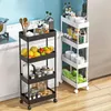 Suportes de armazenamento Racks 3/4 Tier Rolling Cart Prateleira Móvel Gap Rack Cozinha Banheiro Organizador de Grande Capacidade Lanche Suporte Cosmético o231218