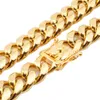 100% Tarnish Free and Waterproof Monaco Cuban Link 18K Gold Plated Pvd Miami Rostfritt stålkedjor Halsband
