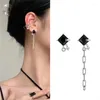 Boucles d'oreilles créoles MODOMA 2023 en argent Sterling 925 pour femmes, bijoux gothiques en pierres précieuses noires, mode coréenne, Piercing