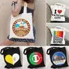 Bolsas de noche Bandera del Vaticano Mapa Amor Corazón Italia Roma Acuarela Ciudad Hombro Lienzo Totes Bolsa Harajuku Compras Moda Shopper Bolsos