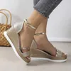 Sandals 2023 Summer Roman Shoes Slope Heel Fashion High Thick Sole Elevated Lightweight Zapatos Mujer