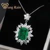 Wong Rain Vintage 100% 925 Sterling Silver stworzył moissanite szmaragdowy szlachetny ślub wiszący naszyjnik drobna biżuteria cała lj2299f