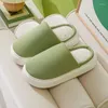 Slippers Warm Winter Simple Solid Color Comfortable Knitted Fabric Couple Latex Home Cotton Towers For Men And Women