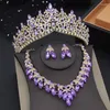 Halsband örhängen sätter kvalitet brud med tiara juvel brud krona och prinsessa flickor bröllop rosa