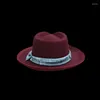 Bérets Top Qualité Laine Fedora Hommes Femmes Luxe Automne Hiver Trilby Chapeau Avec Bowknot Ruban Robe De Mariage Jazz NZ371