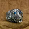 حلقات الكتلة CZ عيون 925 Sterling الفضة اللطيفة الكلب خاتم TA32N US الحجم 7-15