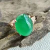 Klusterringar naturlig kejsare grön jade chalcedon agate ring silver inlagd kvinnors gåva perfekt