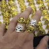 Band Rings 50 pcs Skull skeleton Rings Mens Womens unisex Exquisite vintage Silver Plated Punk Biker Fashion Jewelry Wholesale lots 231218