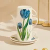 Ensemble de tasses à café tulipe nordique, 2 tasses et 1 théière, tasse en céramique pour thé de l'après-midi, tasses coréennes pour filles