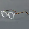 Montature per occhiali da sole Montature per occhiali color guscio di tartaruga vintage Montatura per occhiali in acetato fatto a mano La miopia quadrata può essere abbinata ai gradi.