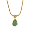 Hänge halsband stil kvinnors färglösa vattentäta högkvalitativa smycken vintage olivgrön blå dropphalsband