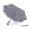 Parapluies Parapluies inversés à rayures léopard avec poignée en C double couche à l'envers coupe-vent plage inversée pliante parapluie pluvieux ensoleillé Dh2Nr