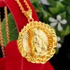 Circle Buddha Pendant Necklace Chain 18k Yellow Gold Filled Buddhist Beliefs Womens Mens Jewelry Gift214h