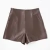 Shorts femininos 2023 mulheres cintura alta couro outono inverno a-line slim-fit perna larga calças pu moda feminina bota preta