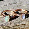 Cluster Rings 925 Sterling Silver Oval Shaped 6x8mm Rose Gold Plated Natural Moonstone Jewelry