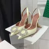 Sandali di moda tacchi alti fionini impiccati scarpe da design femminile designer di scarpe solide delicate eleganti tutta la moda amina muaddi scarpe single