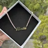 Hanger Kettingen 2021 Mode Aangepaste Naam Ketting Personlized Letters Hanger Zirkoon Ketting Glinsterende Rvs Choker Sieraden voor DamesL231218