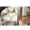 Nappe de table ronde de luxe européenne, en Jacquard Rose, avec pompons de salle à manger, couverture en Chenille rétro, pour événements, fêtes de mariage, maison
