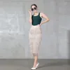 Skirts Summer Sexy Fashion Bandage Mid-Length Elegant Stretch Slim-Fit Sheath Tassel Skirt