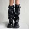 女性靴下女性のPUレザーガール80Sハラジュクパンクゴシックニーハイソーバープレッピーストッキング服