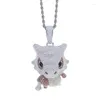 Pendentif Colliers Hip Hop Bling Crystal Anime Ghost Animal avec chaîne en acier inoxydable Collier de charme Mode Kpop Bijoux Drop