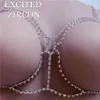 Europese en Amerikaanse sexy bling strass beha body chain vrouw mode romantische prachtige kristallen bikini cadeau borst chain280h