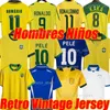 Brasil Retro Soccer Jerseys Pele 1970 57 58 84 85 88 91 93 94 98 00 06 10 Ronaldinho Kaka R. Carlos Camisa de Futebol Brazils Classic Vintage Football Shirt Men KIDS KIT SETS