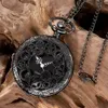 Pocket Watches Steampunk Copper Vintage Hollow Gear Quartz Watch Necklace Pendant Clock Chain Men Women with Gifts 231216