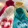 Erkek Hoodies Sweatshirts Love Hooded Sweater Y2K Sonbahar Kore versiyonu Gevşek Uzun kollu gömlek Flock Flock Love Mektubu Ceket Trendi 231218