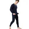 Sous-vêtements thermiques pour hommes 2 pièces/ensemble hommes hiver pyjamas ensemble épais polaire doublé longs Johns Sport couche de Base pyjama Homewear haut pantalon