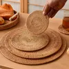 Masa Paspasları Yuvarlak Doğal Rattan Coasters Kase Pad El Yapımı Pilding Bardak Mat Yalıtım Placemats Mutfak Dekorasyon Aksesuarları Placemat