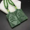 Hänge halsband klassiska shurangama mantra halsband för kvinnor män imitation jade buddha skrift amulet lyckliga lyckosamma smycken gåvor