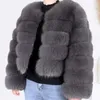 Kvinnorjackor Kvinnor Polyester Jacket Stylish Imitation Coat for Ladies Faux Fur Elegant Solid Color Autumn