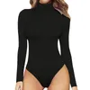 Vrouwen Shapers Vrouwen Thermische Bodysuit Ondergoed Winter Lange Mouw Coltrui Pluche Tops Hoge Cut String Jumpsuit Afslanken T-shirt