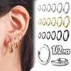 Brincos de argola 8-20mm simples de aço inoxidável pequeno para mulheres homens mínimo ouro prata preto cor huggie aros acessórios de joias