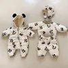 Conjuntos de roupas 2023 inverno bebê mais veludo grosso conjunto quente infantil menina acolchoada jaqueta calças 2pcs terno criança menino panda impressão roupas